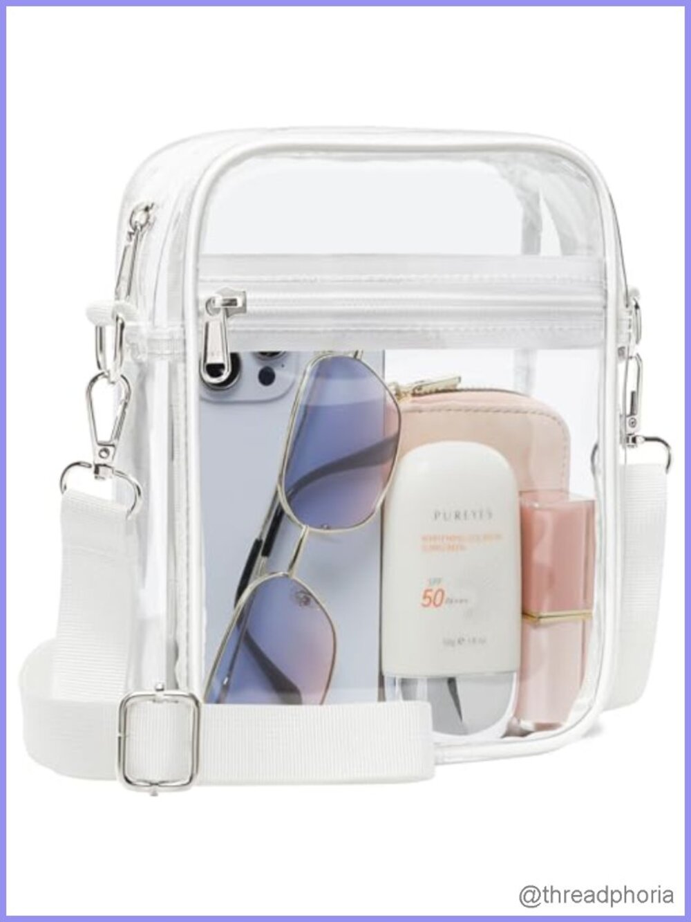 Clear Crossbody Bag for Stadium Events - PVC Water Resistant Concert Purse